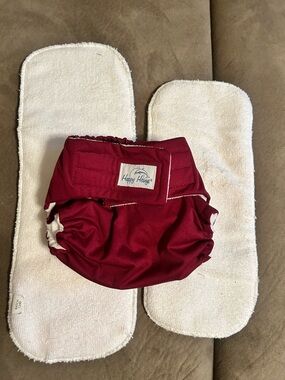 Happy Heinys Burgundy Cloth Diaper Adjustable Set Fits Newborns to Toddlers